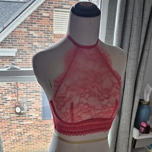 Lace Halter Bralette - Pink